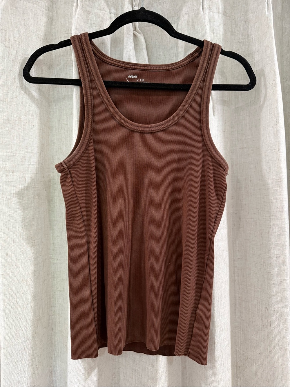 aerie Ribbed Tank Top in Chocolate Brown